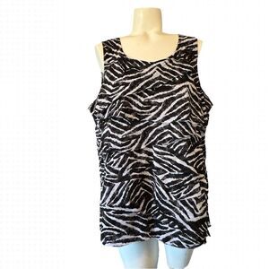 Chico's Black and White Boxy Sleeveless Tank Blouse Top 3 XL